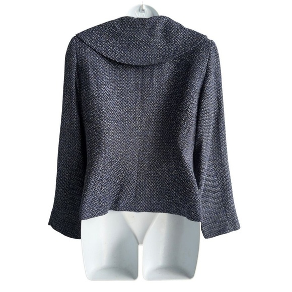Calvin Klein Tweed Collar Blazer Women's 10 Blue Black Career Office Jacket - Picture 3 of 5